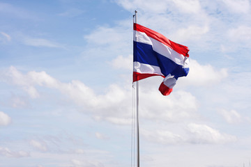 thai flag with  blue sky 
