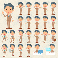 ベージュスーツ短髪あごひげ男性ペイント