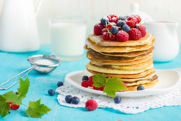 pancakes with fresh summer berries