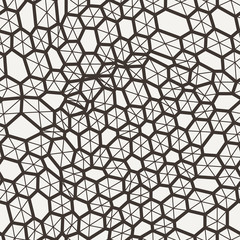 Vector seamless pattern in a grid of polygons with lines