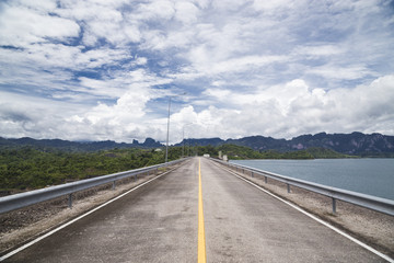 Road on the beautiful dam