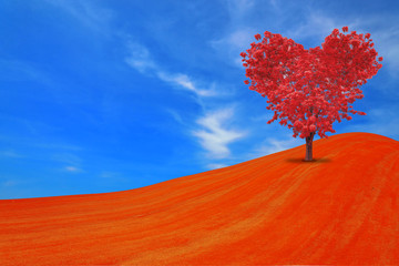Heart-shaped red tree isolated