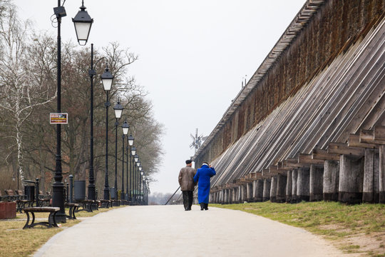 Lane at the historic graduation tower in Ciechocinek, Poland