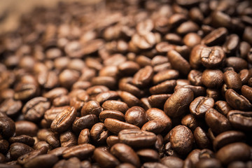 Coffee on grunge wooden background