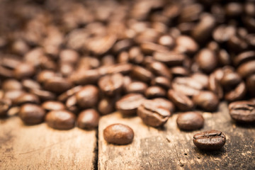 Coffee on grunge wooden background