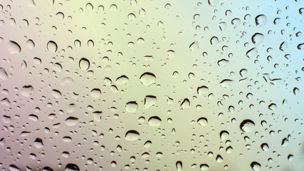 Water drop and droplet on mirror bright