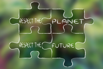 ecology puzzle: respect the planet, respect the future