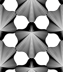 Black and white illusive abstract seamless pattern with geometri
