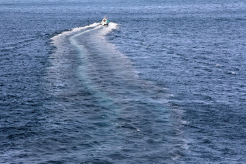 Boats trace on sea