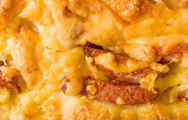 bread with sausage and cheese