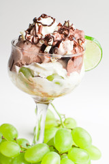 delicious frozen dessert of chocolate and cream in glass