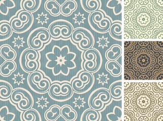 Set of 4 floral seamless patterns.