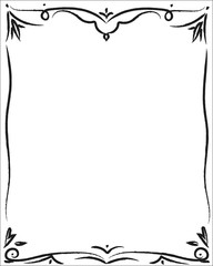 Elegant decorative black border frame in the Victorian style on a white background with blank space.