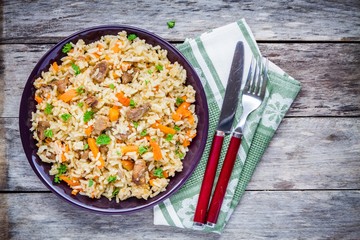 Uzbek pilaf with lamb and carrots