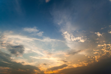 colorful dramatic sky with cloud at sunset