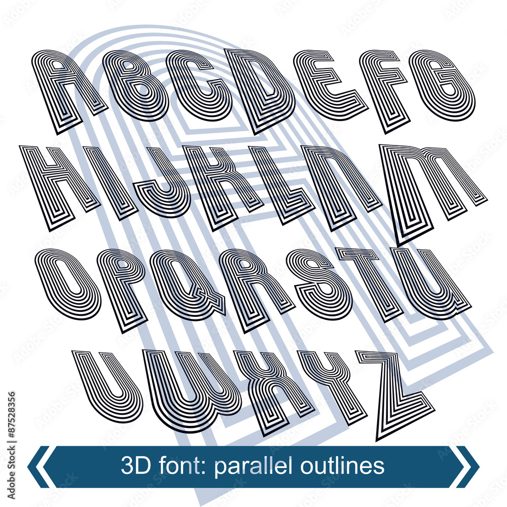 Fototapete geometric typescript in rotation, 3d industrial characters.