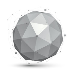 3D vector abstract tech orb illustration, perspective geometric