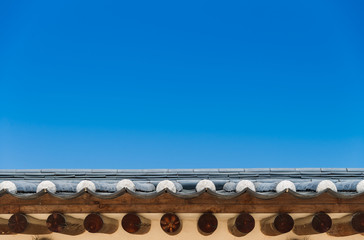Blue sky with Korean style roof