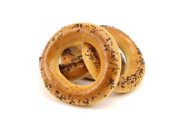 Several bagels with poppy seeds