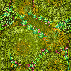 Vintage floral motif ethnic seamless background.