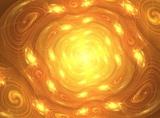 Gold fractal spiral with light centre