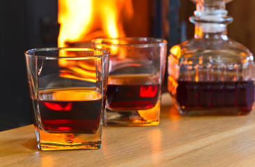 glass with whiskey