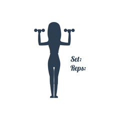 Women Raises Dumbbells Silhouettes Black Icon