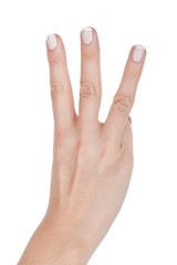 Fototapeta premium Woman hand shows three fingers