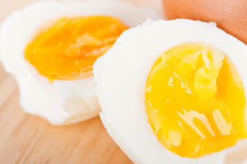 Eggs on wooden table
