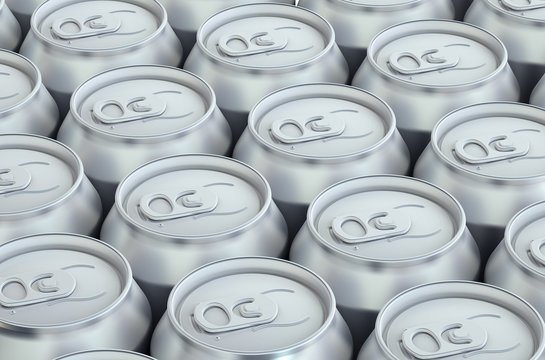 drink metallic cans, top view
