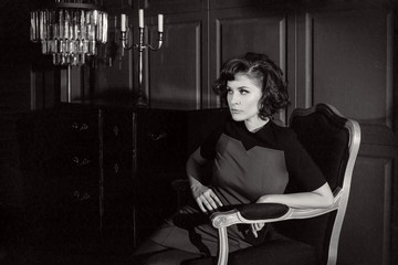 Young woman in horror movie