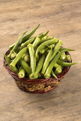okra on wooden background