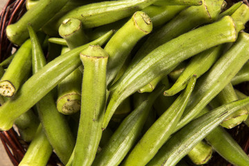 okra on wooden background