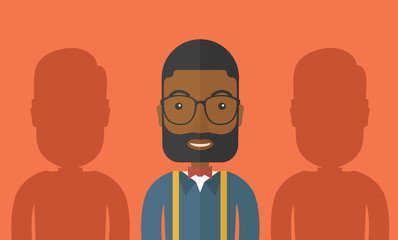 Happy businessman with his shadows.