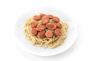 spaghetti cream sauce with sausage