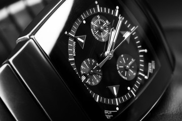 Luxury mens chronograph watch, close up