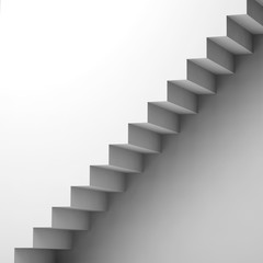 Fototapeta premium White stairway and wall, 3d interior fragment