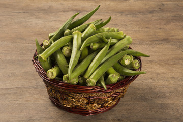 okra on wooden background