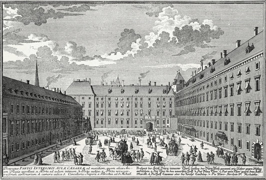 Wien, Innerer Burghof um 1725, Kupferstichvorlage
