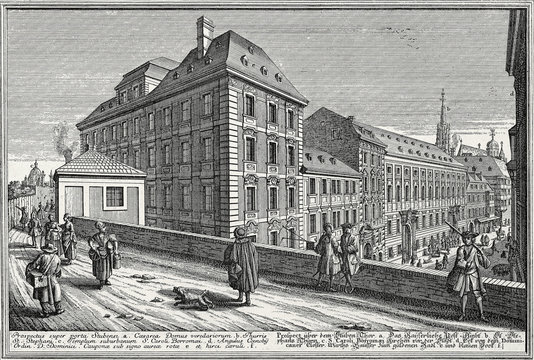 Wien, Bastei und Wollzeile um 1725, Kupferstichvorlage