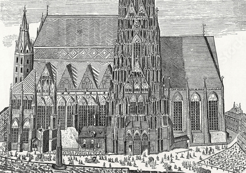 &quot;Wien, Stephansdom mit Friedhof im 18. Jh