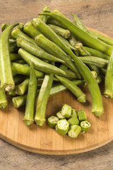 okra on wooden background