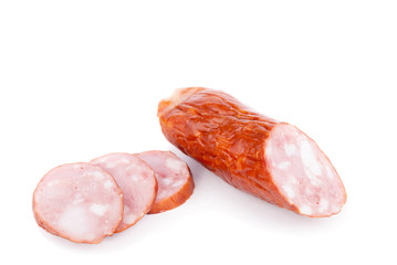 Salami isolated on white background.