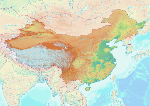 Karte von China ohne Beschriftung