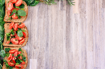 Bruschetta with tomatos , herbs and olive oil