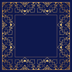 Golden frame on a dark blue background 002.