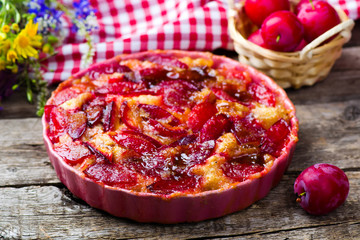 homemade plum pie