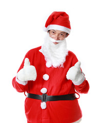 happy Santa Claus asian with thumb up, isolated on white backgro