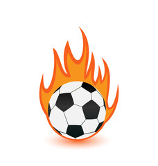 Fototapeta premium Football balls in orange fire flames