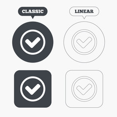 Check mark sign icon. Yes circle symbol.